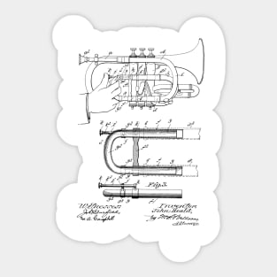 Cornet Vintage Patent Hand Drawing Sticker